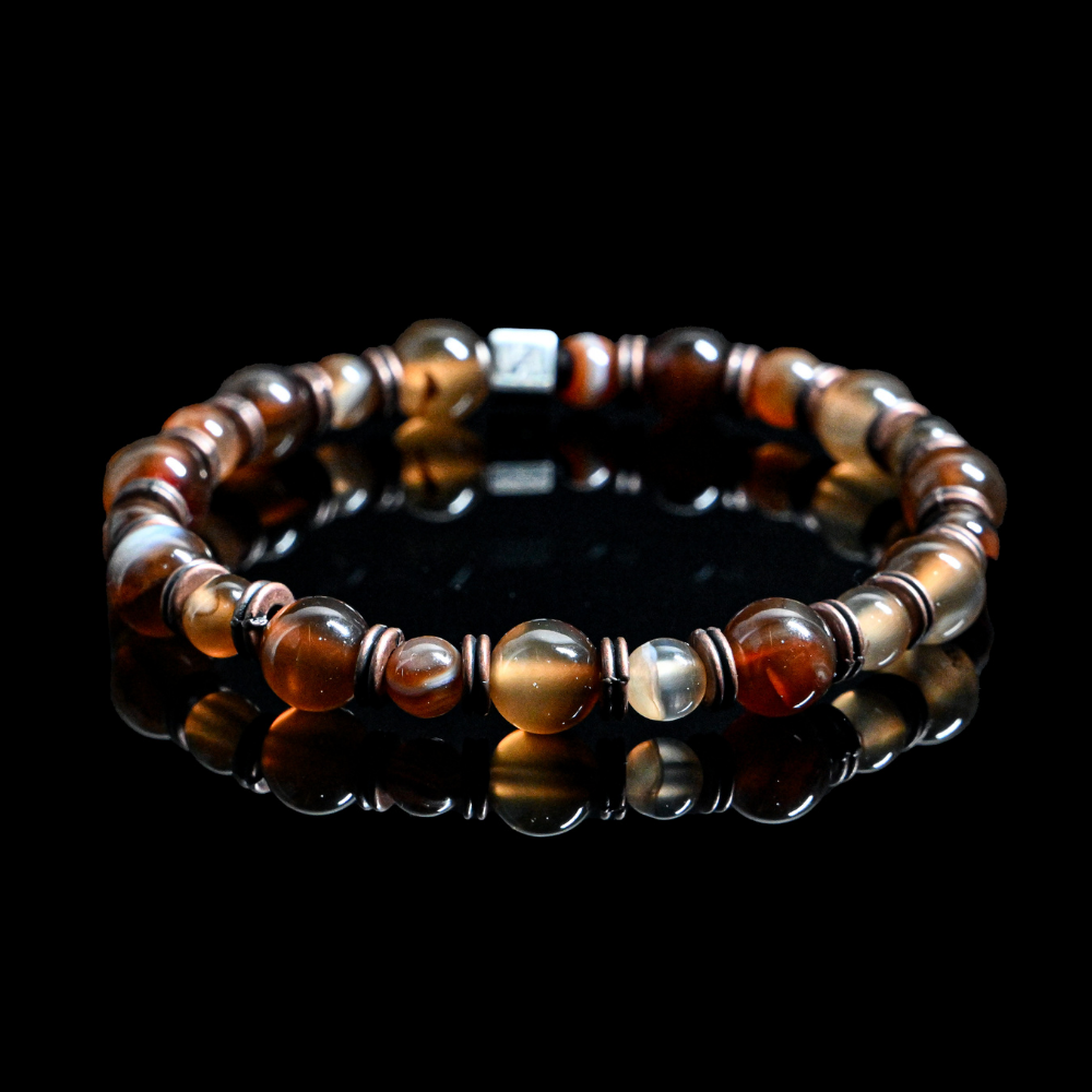 LE012 - Limited Edition - Natural Red Agate and Bronze Metal spacers