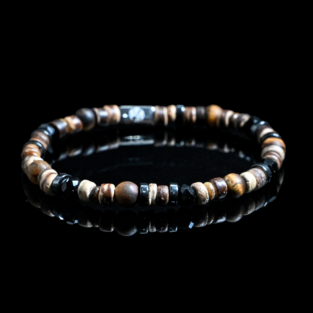 NC005 - New Collection - Natural Tiger Eye with Wooden & stainless spacers