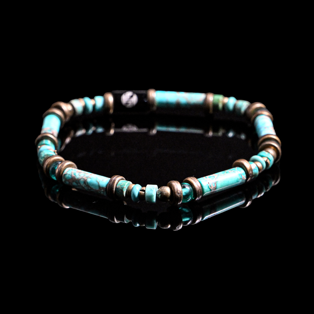 NC008 - New Collection - Natural Turquoise, Acrylic & Bronze