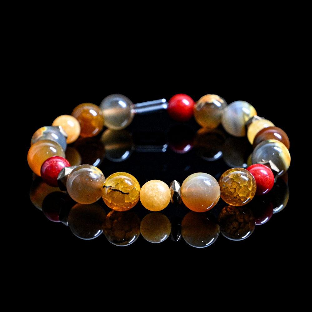 NC025 - New Collection - Natural colorful agate with Yellow Tiger eye
